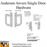 Andersen Frenchwood Gliding Door Trim Hardware, Anvers 2 Panel Interior and Exterior - Bright Brass