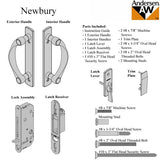 Andersen Newbury 2 Panel Gliding Door Hardware Set - Bright Brass