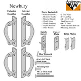 Andersen Newbury 4 Panel Gliding Door Hardware Set - Bright Brass