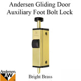 Andersen Auxiliary Foot Bolt Lock for Frenchwood Sliding Door Bright Brass