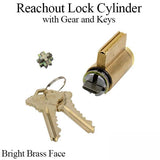 Andersen 5-Pin Reachout Lock Cylinder with Gears and Keys - Bright Brass