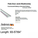 Andersen Side Jamb Weatherstrip, Left Hand - White