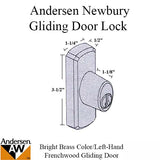 Andersen Frenchwood Sliding Door Lock Newbury Lock Assembly with keys Left Hand Polished Brass Door Lock