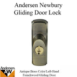 Andersen Window-Frenchwood Gliding Door Hardware, LH Newbury/Lock Assembly w/keys - Antique Brass