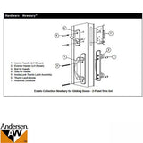 Andersen Window-Frenchwood Gliding Door Hardware, LH Newbury/Lock Assembly w/keys - Antique Brass