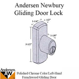 Andersen Frenchwood Gliding Door Hardware - Newbury Lock Assembly with Keys - Chrome - Left-Handed