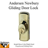 Andersen Newbury Gliding Door Handle, Exterior Keyed Lock, Right Hand, Bright Brass