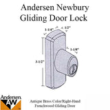 Andersen Window-Frenchwood Gliding Door Hardware, Newbury/Lock Assembly w/keys - Antique Brass - RH