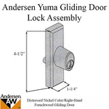 Andersen Frenchwood Gliding Door - Lock Assembly with Keys, Yuma - Right Hand - Distressed Nickel