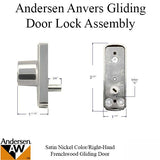 Andersen Frenchwood Gliding Door - Keyed Lock, Anvers - Right Hand - Satin Nickel