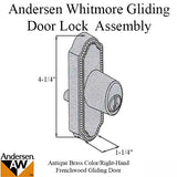 Andersen Frenchwood Gliding Door - Keyed Lock- Right Hand - Antique Brass