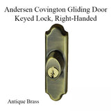 Andersen Gliding Door Keyed Lock, Covington - RH, Antique Brass