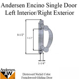 Andersen Frenchwood Gliding Door Handle - Encino - LH Interior/RH Exterior - Distressed Nickel