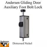 Andersen Auxiliary Foot Bolt Lock for Frenchwood Gliding Door - Distressed Nickel