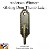 Andersen Frenchwood Gliding Door - Thumb Latch - Whitmore - Antique Brass