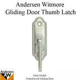 Andersen Window - Frenchwood Gliding Door - Thumb Latch, Whitmore - Satin Nickel