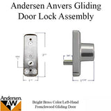 Andersen Frenchwood Gliding Door Anvers Keyed Lock - Left Hand - Bright Brass