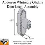 Andersen Frenchwood Gliding Door Keyed Lock - Left Hand - Antique Brass