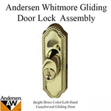 Andersen Gliding Door Keyed Lock - Left-Handed - Bright Brass Finish (1994 - Present)