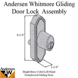 Andersen Gliding Door Keyed Lock - Left-Handed - Bright Brass Finish (1994 - Present)