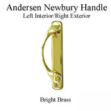 Andersen Newbury Gliding Door Single Handle - Left Interior/Right Exterior - Bright Brass