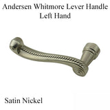 Hinged Door Lever Handle, Whitmore, Left Hand - Satin Nickel