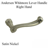 Andersen Hinged Door Lever Handle, Whitmore, Right Hand - Satin Nickel