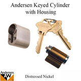 Andersen Hinged Patio Door Keyed Cylinder with Housing - Distressed Nickel