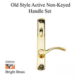 Old Style Andersen Handle Set, Estate, Active Door - Bright Brass