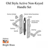 Old Style Andersen Handle Set, Estate, Active Door - Bright Brass