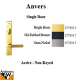 Hardware Kit, Single Door, Anvers, Active Door - Bright Brass