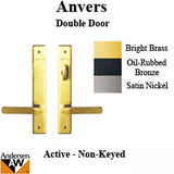 Hardware Kit, Double Door, Anvers, Active / Passive - Bright Brass