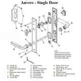 Andersen Anvers Handle Set Single Active Door Handle Hardware For Hinged Doors Satin Nickel