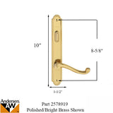 Hardware Kit, Single Door, Whitmore, Active Door - Bright Brass