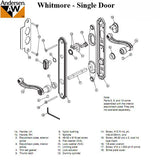 Hardware Kit, Single Door, Whitmore, Active Door - Bright Brass