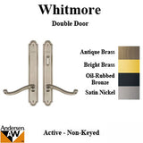 Hardware Kit, Double Door, Whitmore, Active / Passive - Satin Nickel