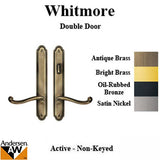 Hardware Kit, Double Door, Whitmore, Active / Passive - Antique Brass