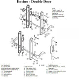 Hardware Kit, Double Door, Encino, Active / Passive - Distressed Nickel