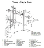 Andersen Yuma Single Door Hardware Kit - Active, Non-Keyed - Distressed Bronze