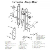 Hardware Kit, Single Door, Covington, Active Door - Bright Brass