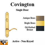 Hardware Kit, Single Door, Covington, Active Door - Bright Brass