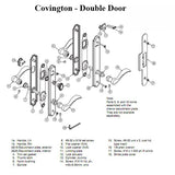 Hardware Kit, Double Door, Covington, Active / Passive - Bright Brass