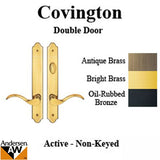 Hardware Kit, Double Door, Covington, Active / Passive - Bright Brass