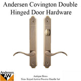 Hardware Kit, Double Door, Covington, Active / Passive - Antique Brass