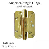 Andersen Single Hinge, Left Hand (2005-Present) - Bright Brass