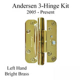 Andersen 3 Hinge Kit, Left Hand (2005-Present) - Bright Brass