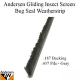 Andersen Window - Frenchwood Gliding Doors Insect Screen Bug Seal, .187 back, .437 tall - Gray