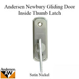 Andersen Frenchwood Sliding Door Hardware Newbury Thumb Latch Inside Lock Brushed Satin Nickel