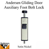 Andersen Auxiliary Foot Bolt Lock for Frenchwood Gliding Door - Brushed/Satin Nickel