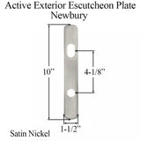 Newbury Active Exterior Escutcheon Plate - Satin Nickel